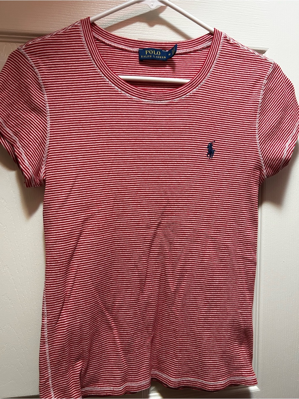 Ralph Lauren Red & White Striped Short Sleeve Tee